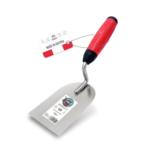WERKFIT Profi Gipserkelle aus Edelstahl 80mm - Gipserspachtel Rostfrei - Maurerkelle mit Softgriff - Stukkateurkelle Made in Österreich (80mm) von WERKFIT QUALITÄT DIE ÜBERZEUGT
