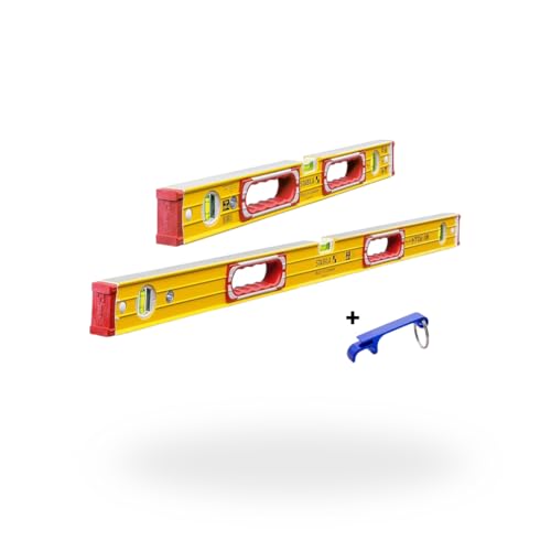 Werkfit Set – STABILA Wasserwaagen Type 196-2 • 2-teilig (100 cm & 61 cm) • extrasteifes Alu-Profil • 1 Horizontal- & 2 Vertikal-Libellen • Handgriffe, Rutsch-Stopper & Endkappen • Made in Germany von WERKFIT QUALITÄT DIE ÜBERZEUGT