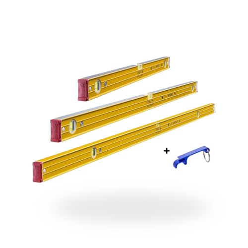 Werkfit Set – STABILA Wasserwaagen Type 96-2 • 3-teilig (183 cm, 122 cm, 81 cm) • 1 Horizontal- & 2 Vertikal-Libellen • Rutsch-Stopper & stoßdämpfende Endkappen • Made in Germany von WERKFIT QUALITÄT DIE ÜBERZEUGT