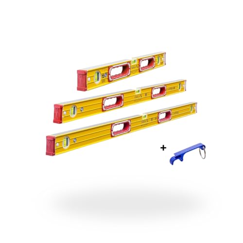 Werkfit Set – Stabila Wasserwaagen Type 196-2 • 3-teilig (122 cm, 100 cm, 61 cm) • 1 Horizontal- & 2 Vertikal-Libellen • Handgriffe, Rutsch-Stopper & Endkappen • Made in Germany von WERKFIT QUALITÄT DIE ÜBERZEUGT