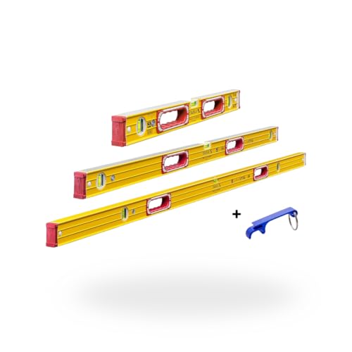 Werkfit Set – Stabila Wasserwaagen Type 196-2 • 3-teilig (61 cm, 100 cm, 200 cm) • 1 Horizontal- & 2 Vertikal-Libellen • Handgriffe, Rutsch-Stopper & Endkappen • Made in Germany von WERKFIT QUALITÄT DIE ÜBERZEUGT