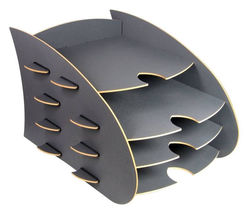 WERKHAUS® Aufbewahrungsbox Werkhaus - Aero Ablage Grau 4 Fächer DIN A4 Briefablage Briefkorb von WERKHAUS®