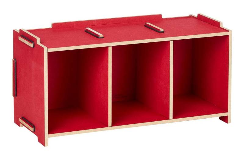 WERKHAUS® Aufbewahrungsbox Werkhaus - Medienbox CD Halter Regal Wandregal 3 Fächer Rot SON2053-27 von WERKHAUS®