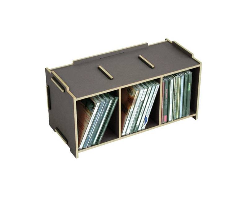 WERKHAUS® Aufbewahrungsbox Werkhaus Medienbox CD Halter Regal Wandregal 3 Fächer dunkelgrau SON von WERKHAUS®