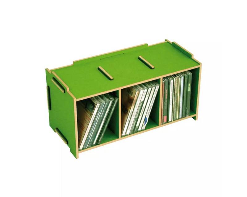 WERKHAUS® Aufbewahrungsbox Werkhaus Medienbox CD Halter Regal Wandregal 3 Fächer grasgrün SON von WERKHAUS®
