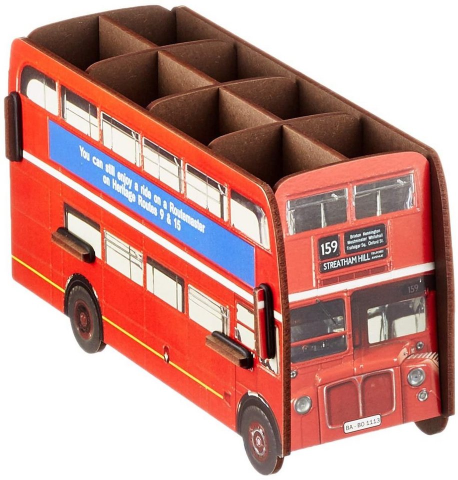 WERKHAUS® Aufbewahrungsbox Werkhaus - Stifteköcher Stiftebox Stiftehalter, Doppeldecker Bus, Rot von WERKHAUS®