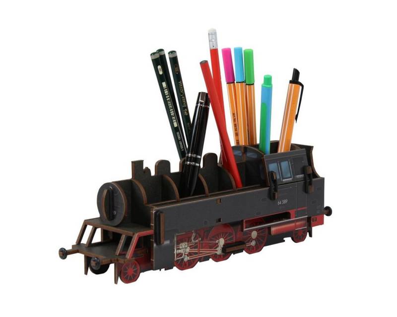 WERKHAUS® Aufbewahrungsbox Werkhaus - Stiftebox Dampflok BR64 Schwarz WE2093 Lok Zug Stifte- von WERKHAUS®