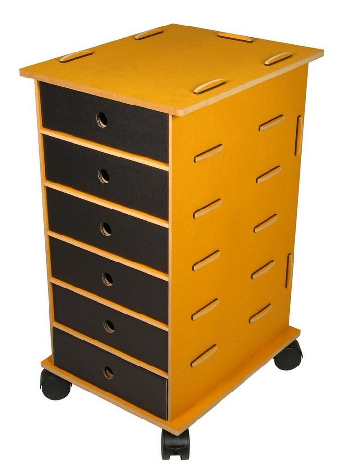 WERKHAUS® Rollcontainer Werkhaus - Rollcontainer Running Box Gelb Holz Büro- Akten- Schrank von WERKHAUS®