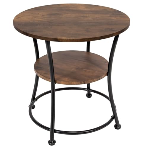 Couchtisch Kaffeetisch Sofatisch Beistelltisch mit Ablage Wohnzimmertisch Wohnzimmer hoch 55cm Rundes Design Runder Couchtisch Coffee Table Industrie-Design LOFT rustikale Eiche Rustical Oak von WERKSTAR