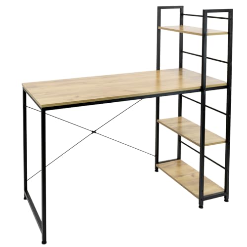 Schreibtisch, Computertisch, Bürotisch mit Regal Ablagen, Arbeitstisch 120x52x121,5 Moderner Loft-Stil mit Aufbewahrungsregalen, Tisch mit Stauraum, stabile Stahlkonstruktion, Homeoffice, Gaming ROYAL von WERKSTAR