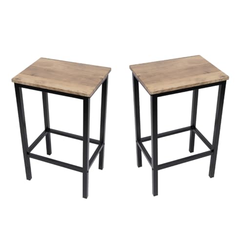WERKSTAR 2er Set Barhocker Hocker Barstuhl Barstühle Küchenstühle Industrieller Barstuhl für Restaurant, Bar Küche Esszimmer Schemel Modern LOFT 65cm hoch Eiche von WERKSTAR
