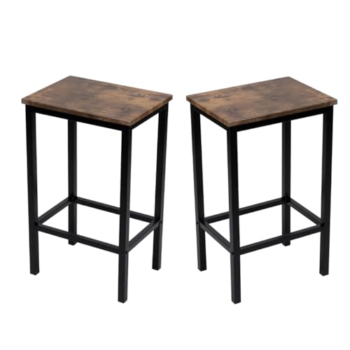 WERKSTAR 2er Set Barhocker Hocker Barstuhl Barstühle Küchenstühle Industrieller Barstuhl für Restaurant, Bar Küche Esszimmer Schemel Modern LOFT 65cm hoch Eiche von WERKSTAR