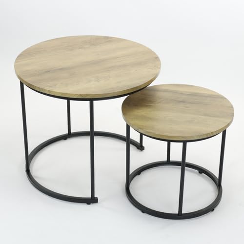 WERKSTAR 2er Set Couchtischset Satztisch Couchtisch Beistelltisch Sofatisch Wohnzimmertisch Kaffeetisch mit Stahlgestell Eiche Loft Design Modern Design Boho Rund WERKSTAR 2er Set Couchtischset Satztisch Couchtisch Beistelltisch Sofatisch Wohnzimmertisch Kaffeetisch mit Stahlgestell Eiche Loft Design Modern Design Boho Rund von WERKSTAR