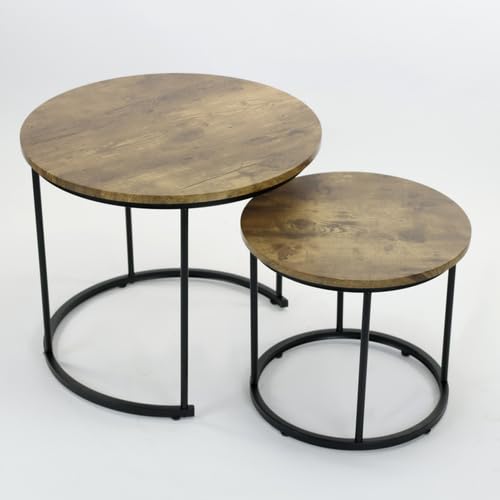 WERKSTAR 2er Set Couchtischset Satztisch Couchtisch Beistelltisch Sofatisch Wohnzimmertisch Kaffeetisch mit Stahlgestell Eiche Loft Design Modern Design Boho Rund WERKSTAR 2er Set Couchtischset Satztisch Couchtisch Beistelltisch Sofatisch Wohnzimmertisch Kaffeetisch mit Stahlgestell Eiche Loft Design Modern Design Boho Rund von WERKSTAR