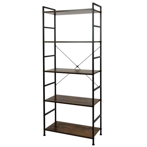 WERKSTAR Regal Bücherregal LOFT Bücherschrank Aufbewahrung Metall Büroregal Bodenstehende Standregal Aktenregal mit 5 Ebenen Modern Industrielles Aufbewahrungsregal Lagerregale Stahlrahmen von WERKSTAR