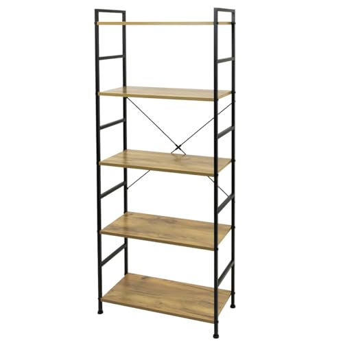 WERKSTAR Regal Bücherregal LOFT Bücherschrank Aufbewahrung Metall Büroregal Bodenstehende Standregal Aktenregal mit 5 Ebenen Modern Industrielles Aufbewahrungsregal Lagerregale Stahlrahmen von WERKSTAR
