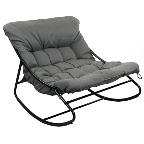 WERKSTAR Schaukelstuhl Schaukelsessel Lounge-Sessel Relaxsessel Relaxstuhl Schaukelliege für Wohnzimmer Garten Terrasse Graphit von WERKSTAR