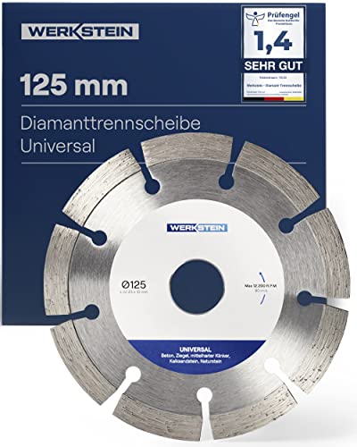 WERKSTEIN Extrem langlebige Diamantscheibe 125mm x 22,23mm x 10mm I Universal Diamanttrennscheibe 125 mm zum Schneiden von Stein, Beton, Ziegel uvm. I Trennscheibe 125 Stein für Winkelschleifer von WERKSTEIN