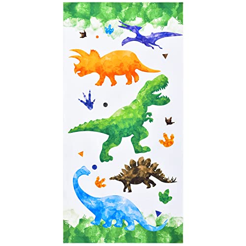 WERNNSAI Dinosaurier Strandtuch - Aquarell Dino 76 x 150 cm Campingtücher für Jungen Kinder Schnell Trocknend Badetuch Ultra Saugfähig Superweiche Stranddecke Pool Reise Schwimmen Bad Duschtuch von WERNNSAI