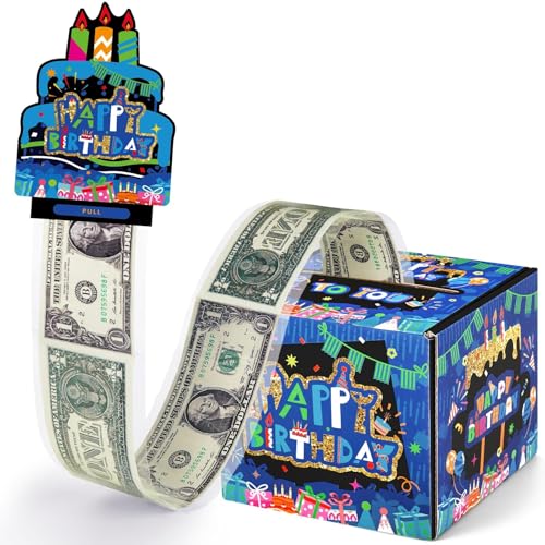 WERNNSAI Geburtstagsspardose für Geldgeschenk – Überraschungsgeldgeschenkboxen für Jungen und Mädchen Happy Birthday Karte mit 50 transparenten Beuteln Blaue Geburtstags-Spardose von WERNNSAI