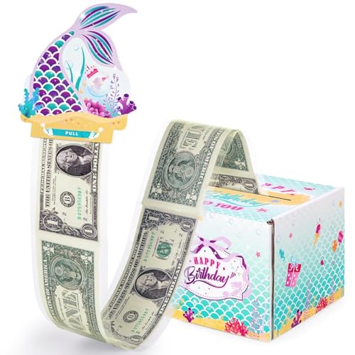 WERNNSAI Lustige Geldgeschenke Geburtstag DIY Überraschungsbox Meerjungfrau Geburtstag Spardose für Bargeld Geschenk Ziehen Meerjungfrau Geschenkbox Geburtstag für Eltern Liebhaber Kinde von WERNNSAI