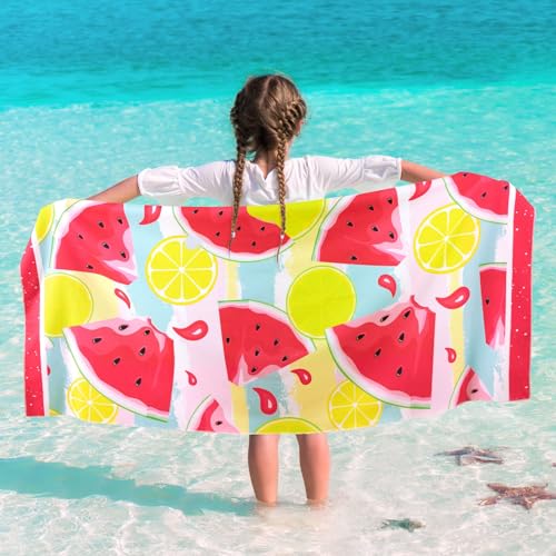 WERNNSAI Wassermelonen Strandtücher - 76 x 150 cm Badetuch für Kinder Duschtuch Rosa Polyester Groß Handtücher Schnell Trocknend und leicht Weich Badetuch Schwimmen Strand Handtuch für Mädchen Jungs von WERNNSAI