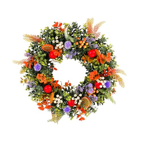 WERNZATT-Künstliche Zitrone Haustür Kranz 17,72 Zoll Frühling Blumen Kranz mit gefälschten Zitrone Beeren und Greens (Green, 45cm/17.72inch) von WERNZATT