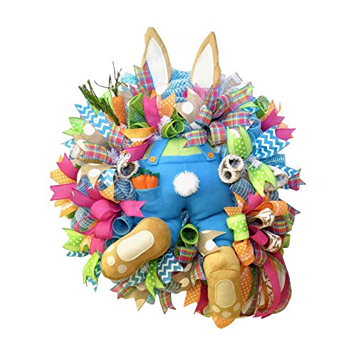WERNZATT-Osterhasen-Kranz Oster-Dieb-Ohren Hasen-Kranz Kranz Kranz an der Frühlingskranz Osterdekorationen Heimdekorationen (Blau, One Size) von WERNZATT