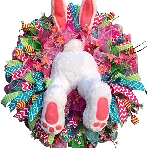 WERNZATT-Osterhasen-Kranz Oster-Dieb-Ohren Hasen-Kranz Kranz Kranz an der Frühlingskranz Osterdekorationen Heimdekorationen (Dunkelrosa, One Size) von WERNZATT