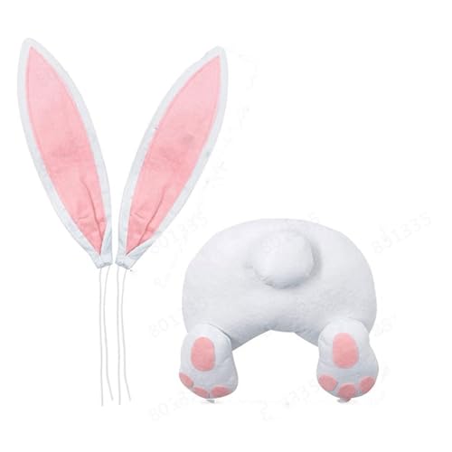 WERNZATT-Osterhasen-Kranz Oster-Dieb-Ohren Hasen-Kranz Kranz Kranz an der Frühlingskranz Osterdekorationen Heimdekorationen (Weißes Kaninchen, One Size) von WERNZATT