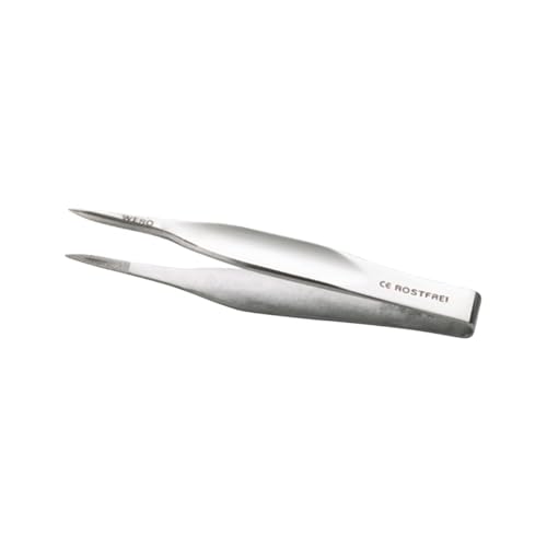 Splitterpinzette nach Feilchenfeld | 8 cm | Rostfrei | Feine Pinzette | Matte Oberfläche | Geriefte Spitzen mit Einkerbung in der Mitte | Einfache Handhabung von WERO