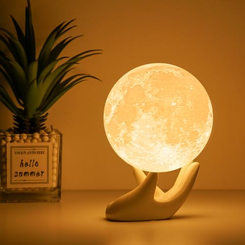 Balkwan Mondlampe, Mond Lampe 3D Druck Mond Lampe Dimmbar USB Lade Touch Lampe für Kinder und Liebhaber Geburtstag Schlafzimmer Romantisches Geschenk (3.5 inch) von Balkwan