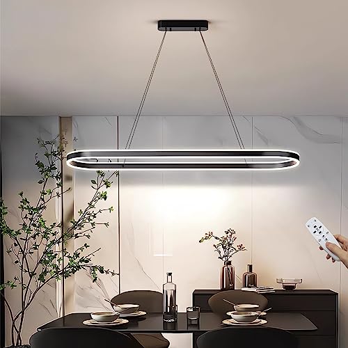 100cm Dimmbare LED Pendelleuchte Schwarz Moderne Esstisch Hängeleuchte 88W Oval Kronleuchter mit Fernbedienung höhenverstellbar Hänge lampe für büro esszimmer Arbeitszimmer Wohnzimmer Küche leuchte 100cm Dimmbare LED Pendelleuchte Schwarz Moderne Esstisch Hängeleuchte 88W Oval Kronleuchter mit Fernbedienung höhenverstellbar Hänge lampe für büro esszimmer Arbeitszimmer Wohnzimmer Küche leuchte von WERSVG