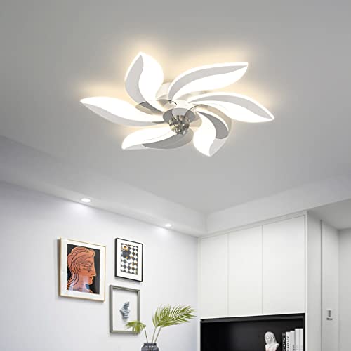 Deckenventilator mit Beleuchtung Moderne Fan Deckenleuchte Dimmbar mit Fernbedienung Leise Ventilator Einstellbare Windgeschwindigkeit LED Ventilatorlicht für Esszimmer Wohnzimmer Schlafzimmer Weiß von WERSVG