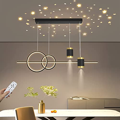 LED Pendelleuchten esstisch Hängeleuchte Schwarz 45W Dimmbar Mit Fernbedienung Pendellampe Moderne Hängelampe Höhenverstellbar Esszimmerlampen für Esszimmer Wohnzimmer Küche Bar Lampen 100cm (Schwarz) von WERSVG