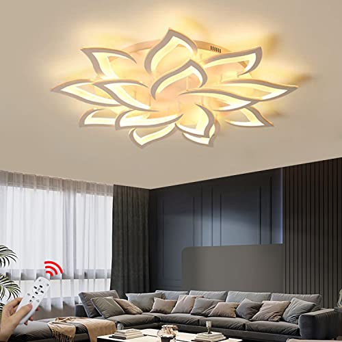 LED Deckenleuchte Groß Wohnzimmerlampe Mit Fernbedienung Modern Deckenleuchte Kreative Metall Acryl Phönixfeder Deckenlampe für Wohnzimmer, Schlafzimmer, Küche, Flur, Balkon, Esszimmer (14 Köpfe) von WERSVG