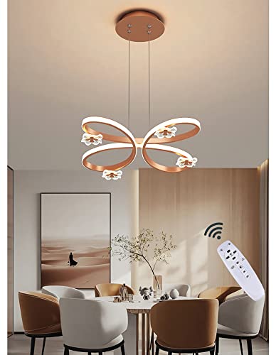 LED Esstisch Pendellampe ,Moderne Pendellampe Esszimmer Hängelampe Hängeleuchte mit Fernbedienung,LED Pendelleuchte Dimmbar,Esszimmerlampe Höhenverstellbar für Wohnzimmer Küche (50*50CM, Rose gold) von WERSVG