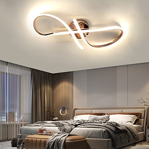 WERSVG LED Schlafzimmerlampe Deckenleuchte Deckenlampe Wohnzimmer Modern mit Fernbedienung Esszimmer Deckenleuchten Wohnzimmerlampe für Schlafzimmer Wohnzimmer Küche Innen lampen 68 * 28CM (Roségold) von WERSVG