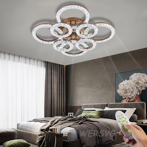WERSVG Acryllampe LED Deckenleuchte Dimmbar Modern Deckenlampe mit Fernsteuerung Schlafzimmerlampe für Wohnzimmer Schlafzimmer Arbeitszimmer Esszimmer (8-ring) von WERSVG