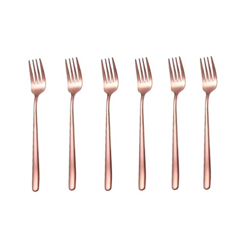 Essbesteck Set 6 Stück Edelstahl Gabel Kaffeerührlöffel Farbe Dessertlöffel Langer Griff Löffel Rose Gold Gabel von WERTK