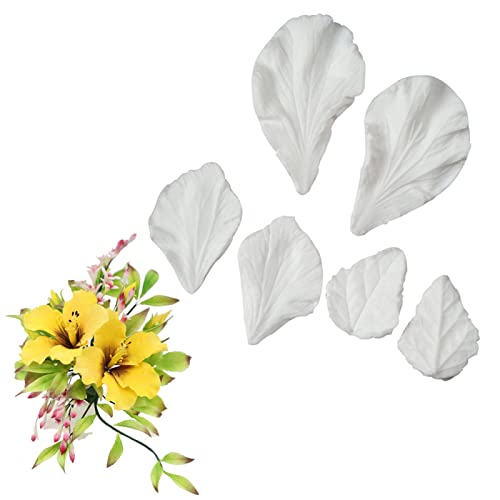 Silikonform Fondant Kuchen Silikonform Schmetterlingsflügel Hibiskus Blume Pfingstrose Pfingstrose Venenmuster 6-Teiliges Set von WERTK