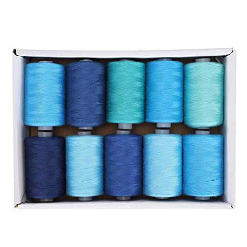 Nähgarn, 10 Große Rollen Blaufarbenes Polyestergarn, 1000 Yards Buntes DIY-Garn, Polyester-Nähgarn für Nähmaschine, Mehrzweck-Nähgarn, 402-Nähgarn von WERTSWF