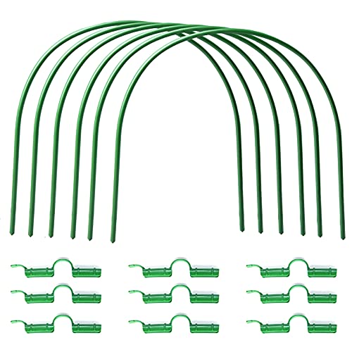 WERTSWF Gewächshausreifen für den Garten, Stoffabdeckung, 6 Kunststoffbeschichteter Stahl, gewölbt, Pflanzenwachstum, Tunnelrahmen + 12 Rohrschellen (Durchmesser: 11 mm) von WERTSWF