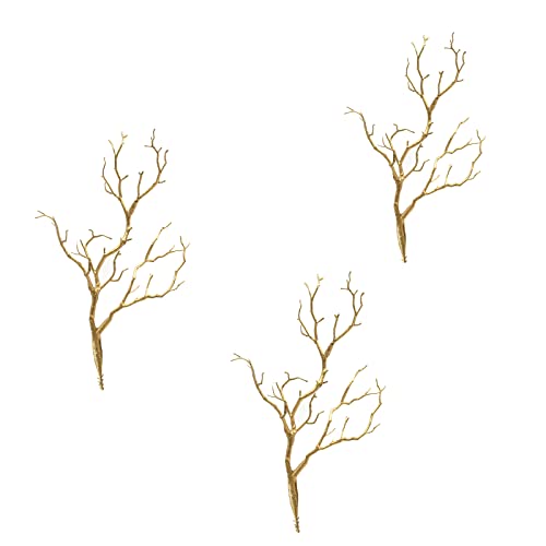 WERTSWF Künstlicher, trockener Zweig mit goldenem Zweig, 35 cm, Geweih für Vasen, Blumenarrangements, Bastelarbeiten von WERTSWF