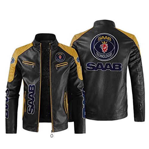 Motorrad Jacke S.A.A.B, Lässig Lederjacke mit Stehkragen für Herbst Winter, Stylisch Casual Pilotenjacke Motorradjacke-Black 1||XL Motorrad Jacke S.A.A.B, Lässig Lederjacke mit Stehkragen für Herbst Winter, Stylisch Casual Pilotenjacke Motorradjacke-Black 1||XL von WERUN