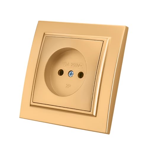 Versenkte Wandsteckdose,Wandsteckdosen-Set,250V AC 16A Innenwandsteckdose,Gold Nicht geerdete Steckdose von WESA