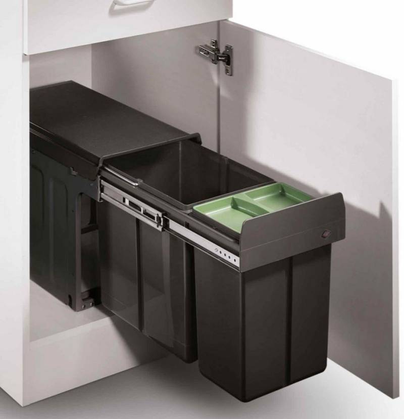 WESCO Einbaumülleimer WESCO® Profiline Double-Boy 345 S/300-2, mit Biodeckel, anthrazit von WESCO