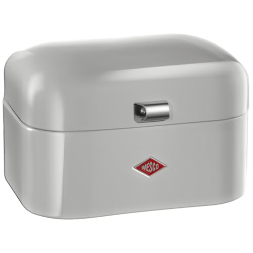 Wesco Single Grandy Brotkasten in der Farbe grau, pulverbeschichtetes Stahlblech, Lüftungslöcher und stabiler Handgriff, 22 x 26,8 x 17,5 cm von WESCO