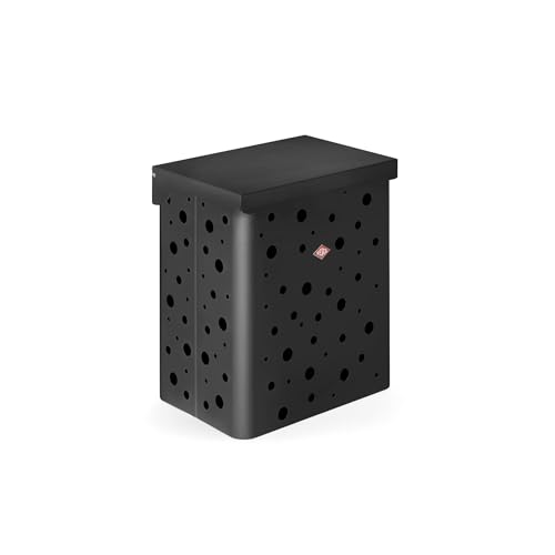 WESCO Wäschebox Duo 1 schmal in der Farbe graphit matt aus pulverbeschichtetem Stahlblech gelocht, 2x 32 Liter Kunststoffeinsätze in grau, für Schrankausstattung geeignet, Maße: 49,5 x 34,5 x 55,5 cm von WESCO