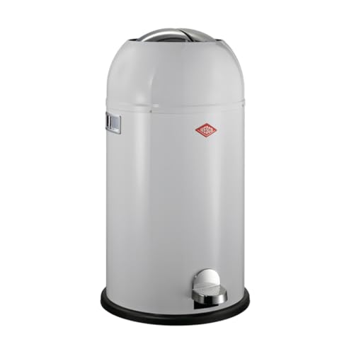 Wesco Kickmaster Abfallsammler in der Farbe grau, pulverbeschichtetes Stahlblech, eingebauter Dämpfer, 33 Liter Volumen, großer Einwurf von WESCO